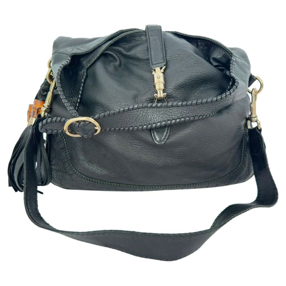 Gucci Large New Jackie Shoulder Bag in Black Leather